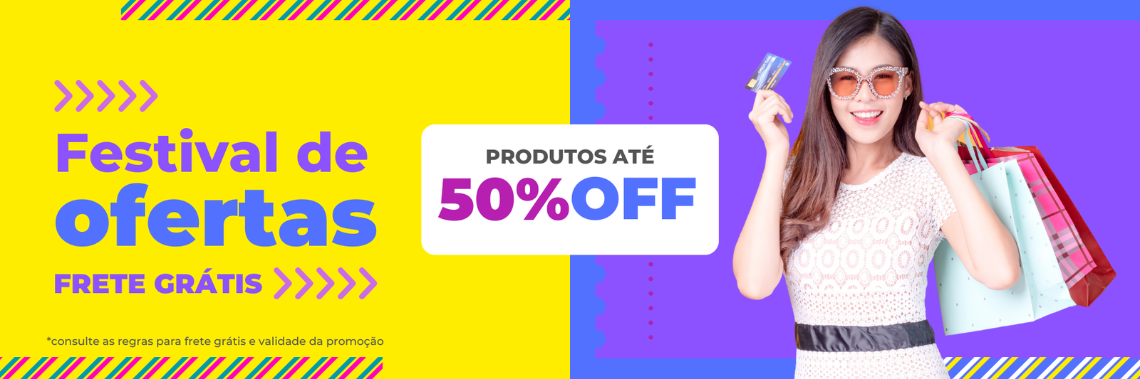 Festival de ofertas — produtos com até 50% de desconto e frete grátis